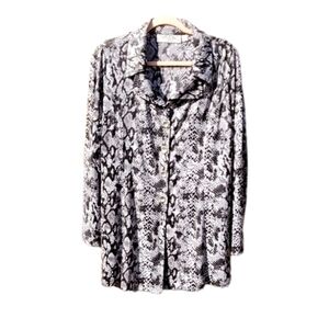 Simonton Says Snakeskin Black Gray Button Down Dress Shirt Women Size‎ Medium